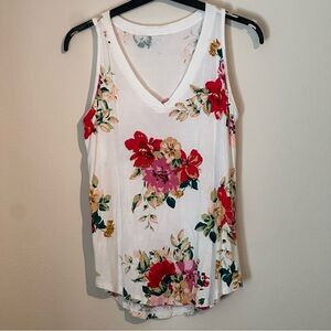 Maurices White and Red Floral Tank Top